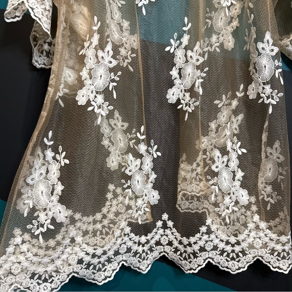 Victoria's Secret Floral Lace Bridal Robe Cream Elegant Romantic size M L - Picture 8 of 15